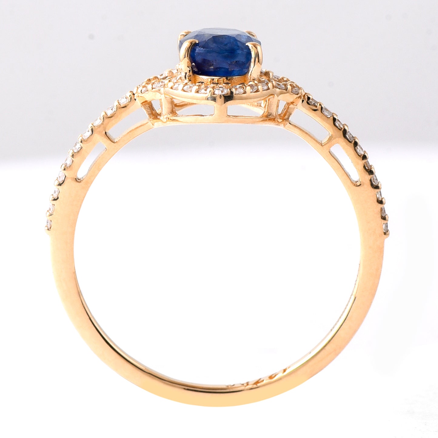 1.40 Ct Oval Mixed Cut Natural Sapphire 14K Gold Ring