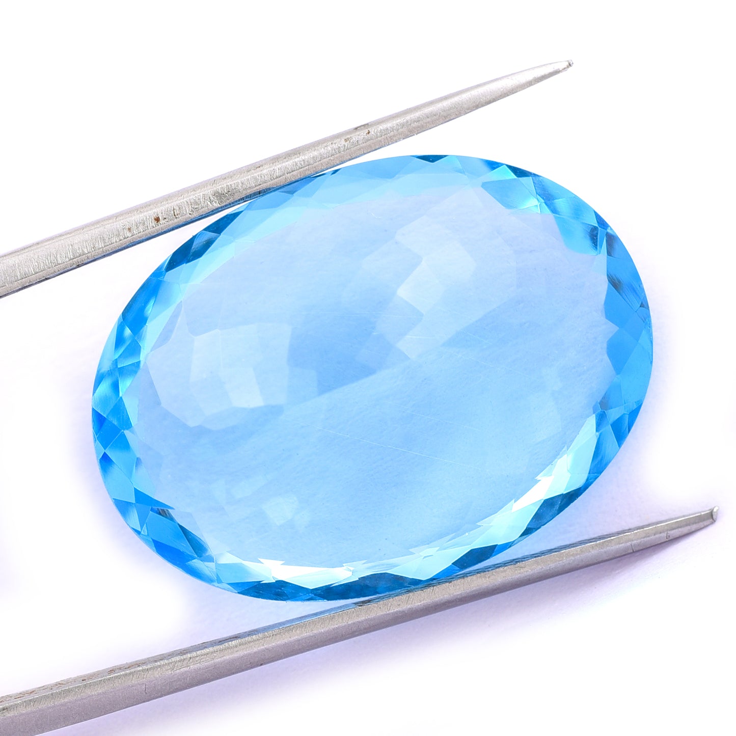 34.74 Natural Blue Topaz Oval Mixed Cut Gemstone