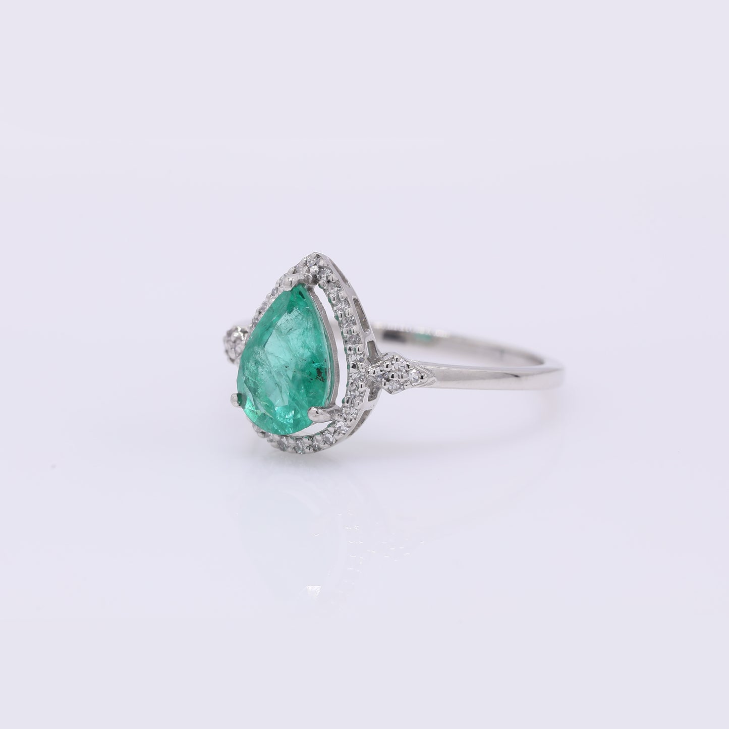 1.25 Ct Pear Mixed Cut Natural Emerald 950 Platinum Ring