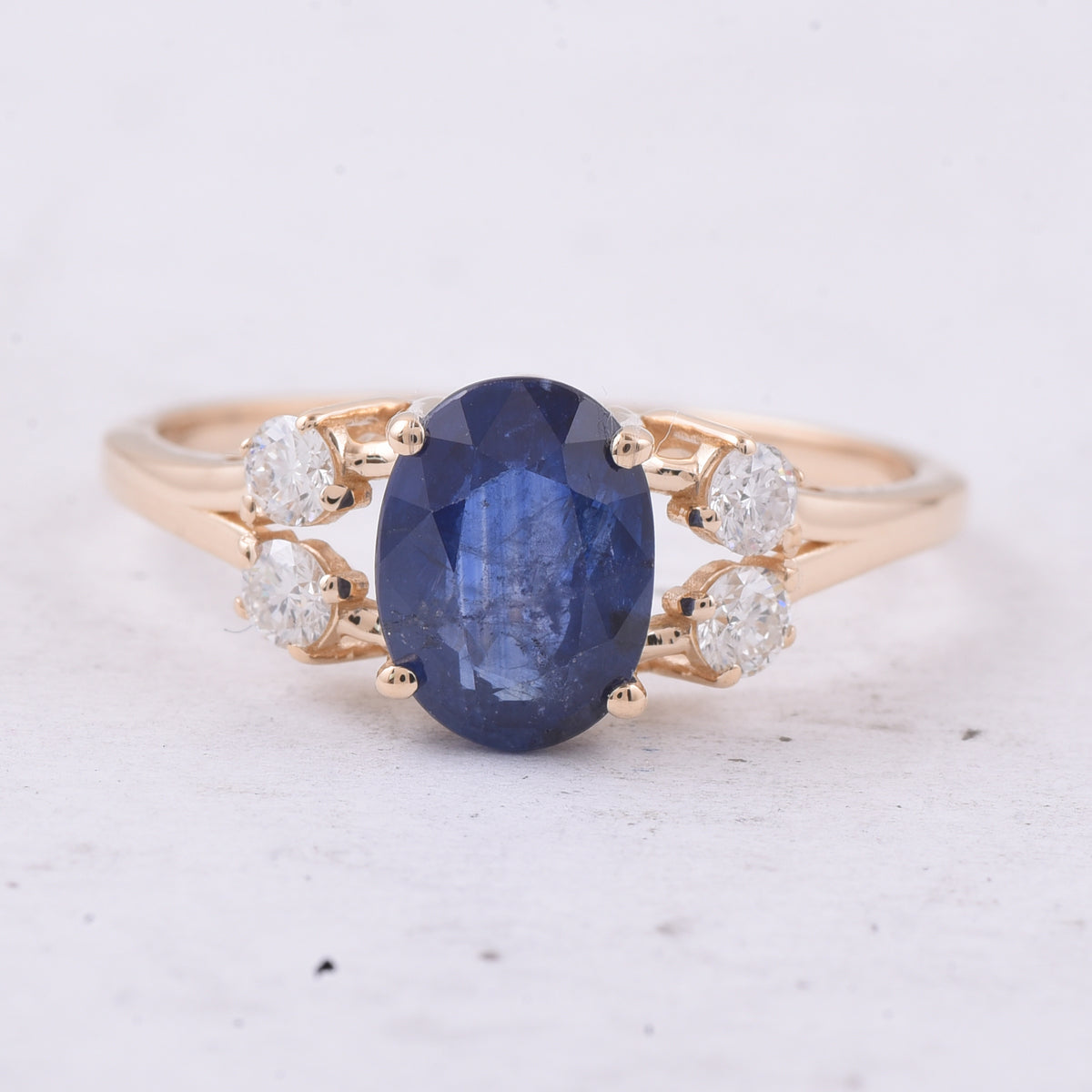 2.08 Ct Oval Natural Sapphire 14K Gold Ring