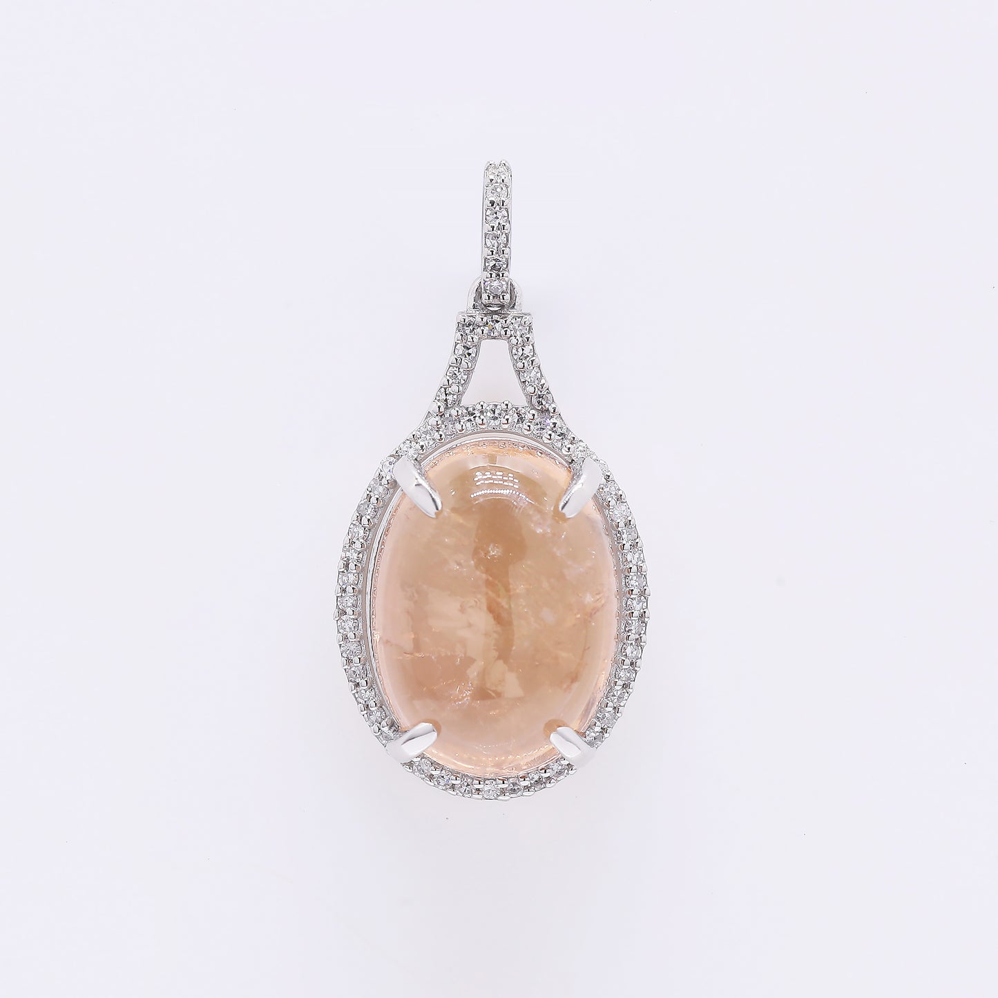 8.61 Ct Oval Cabochon Cut Natural Tourmaline 950 Platinum Pendant