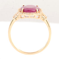 3.31 Ct Oval Mixed Cut Natural Corundum Ruby 14K Gold Ring