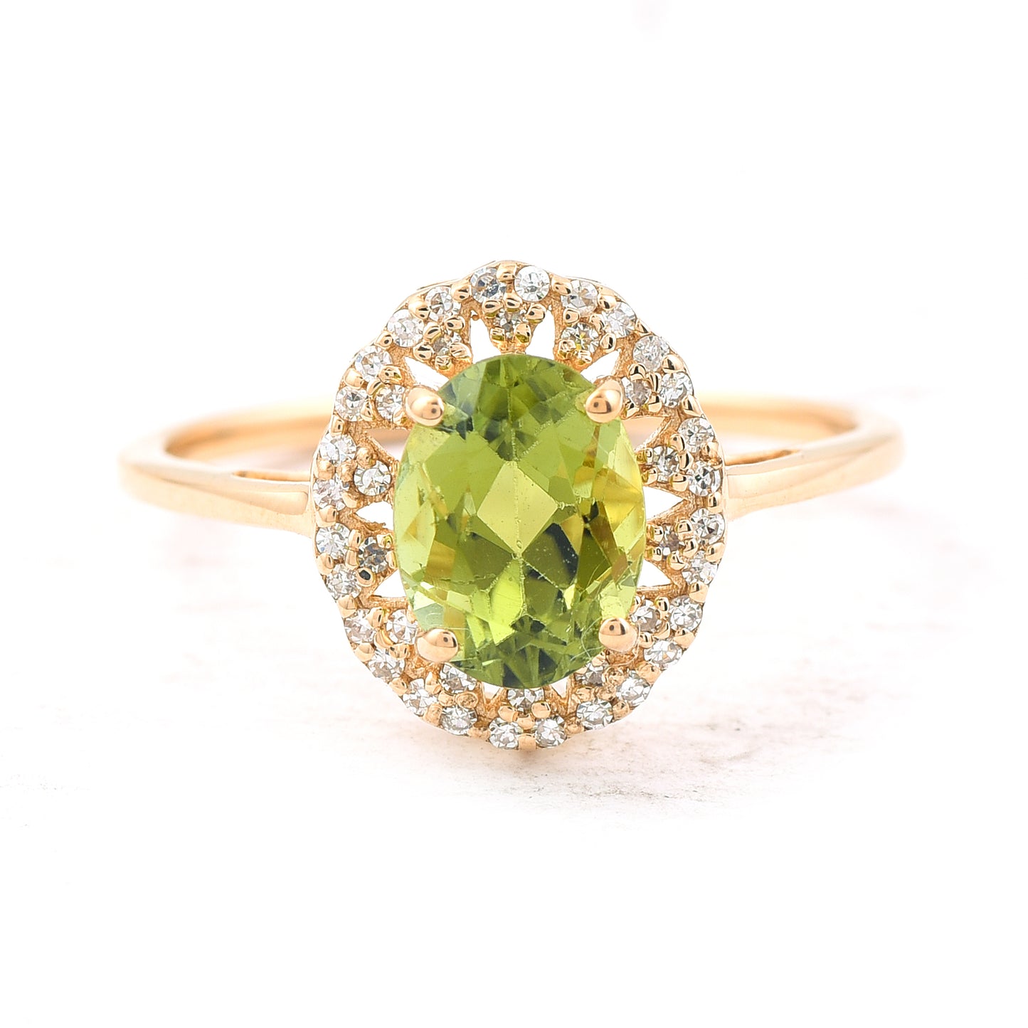 1.73 Ct Oval Mixed Cut Natural Green Tourmaline 14K Gold Ring