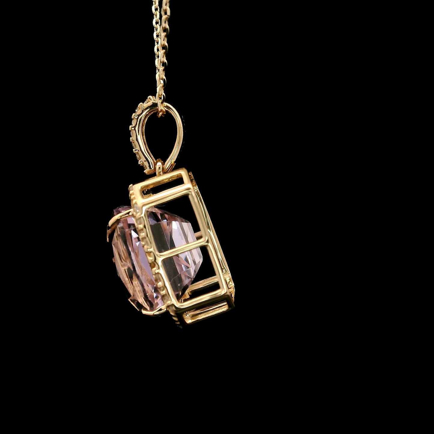 6.85 Ct Cushion Kunzite 14K Gold Pendant
