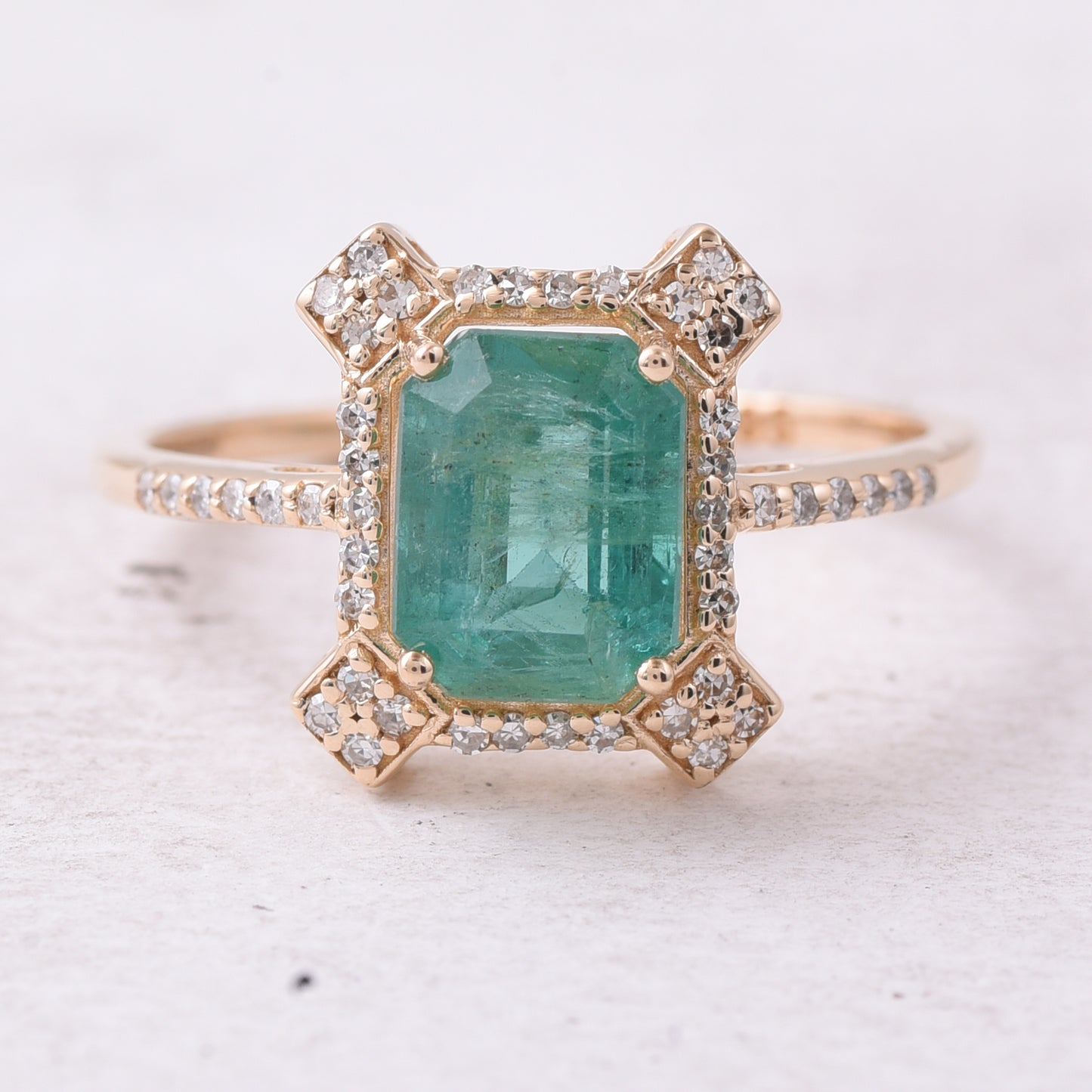 1.74 Ct Octagon Step Cut Natural Emerald 14K Gold Ring