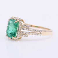 1.61 Ct Octagon Step Cut Natural Emerald 14K Gold Ring