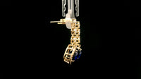 8.51 Ct Oval Lab Grown Blue Sapphire 14K Gold Earrings