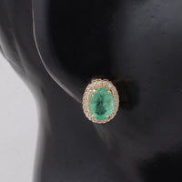 2.92 Ct Oval Emerald 9K Gold Earrings