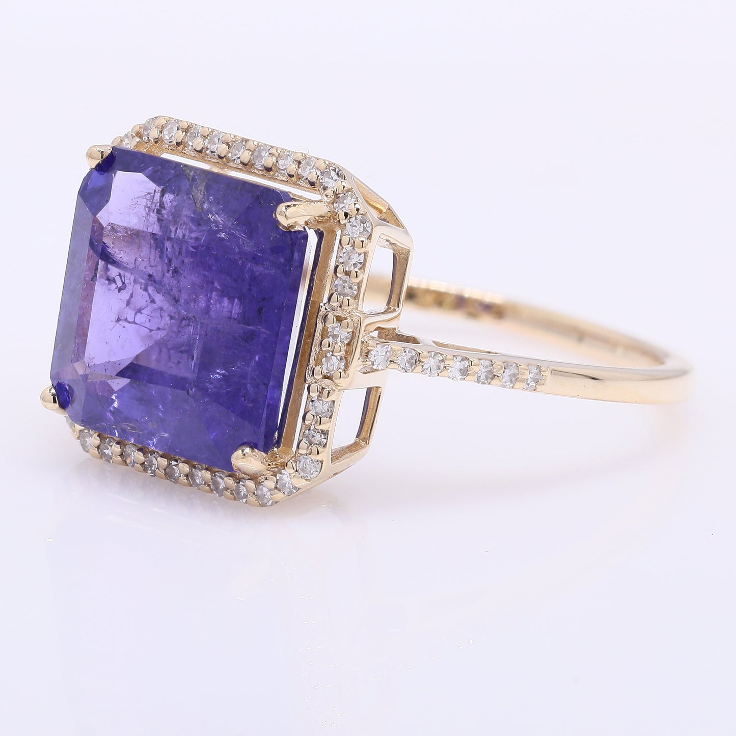 5.16 Ct Octagon Step Cut Natural Tanzanite 14K Gold Ring