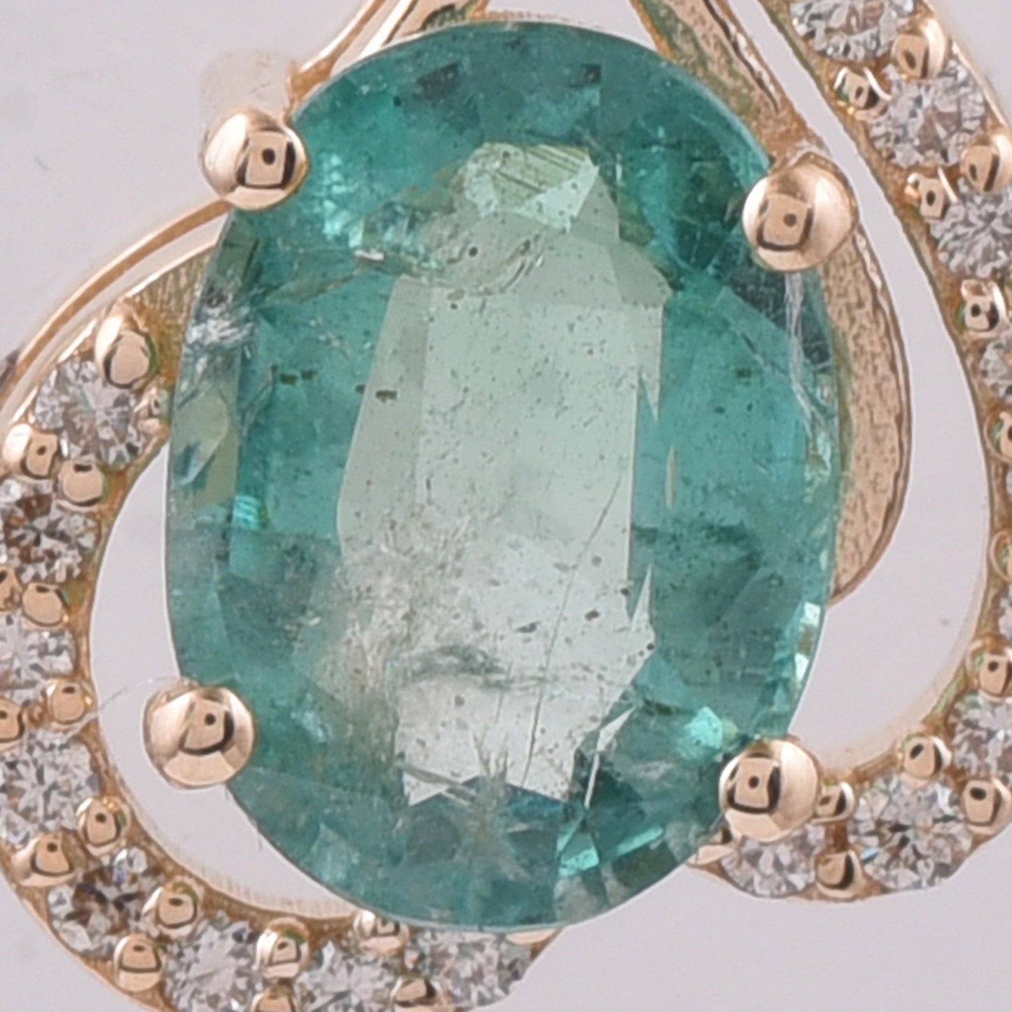 0.96 Ct Oval Natural Emerald 14K Gold Pendant