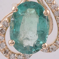 0.96 Ct Oval Natural Emerald 14K Gold Pendant