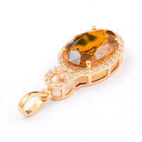 3.65 Ct Oval Mixed Cut Natural Bi Coloured Sapphire 14K Gold Pendant