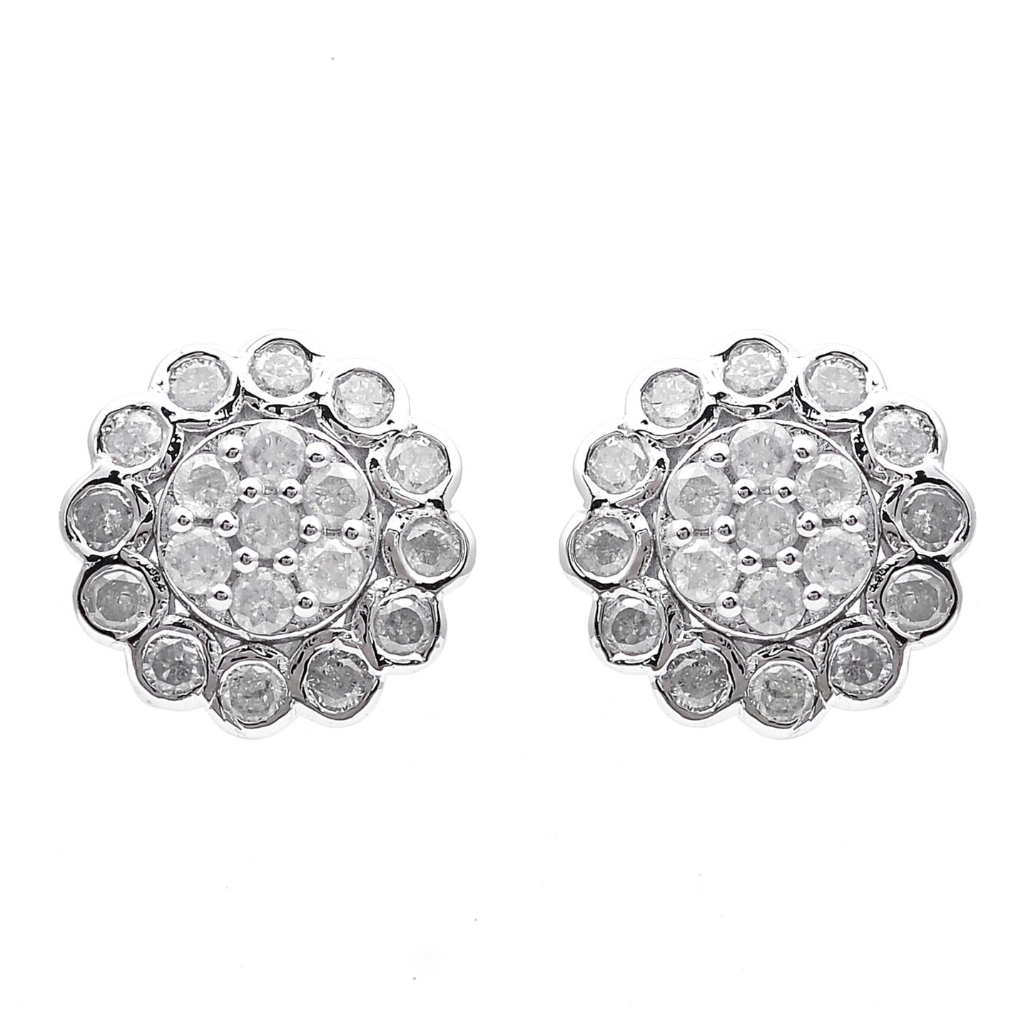 0.88 Ct Round Diamond 925 Sterling Silver Earrings