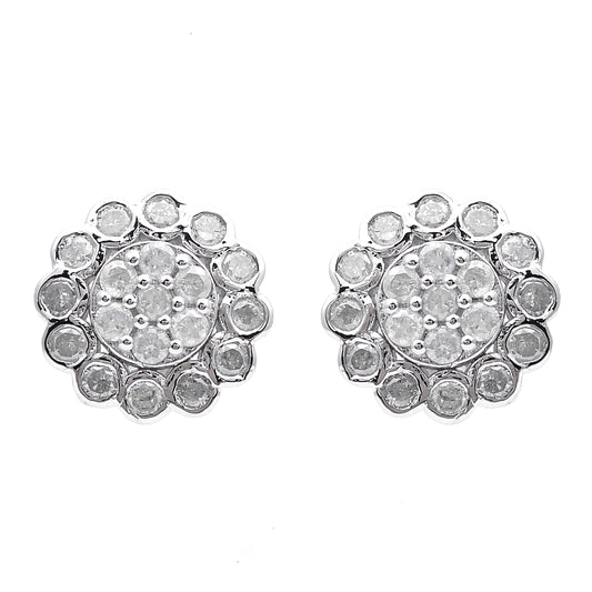 0.88 Ct Round Diamond 925 Sterling Silver Earrings