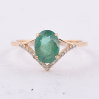 1.28 Ct Oval Natural Emerald 14K Gold Ring