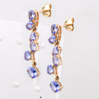 2.15 Ct Oval Natural Tanzanite 14K Gold Earrings