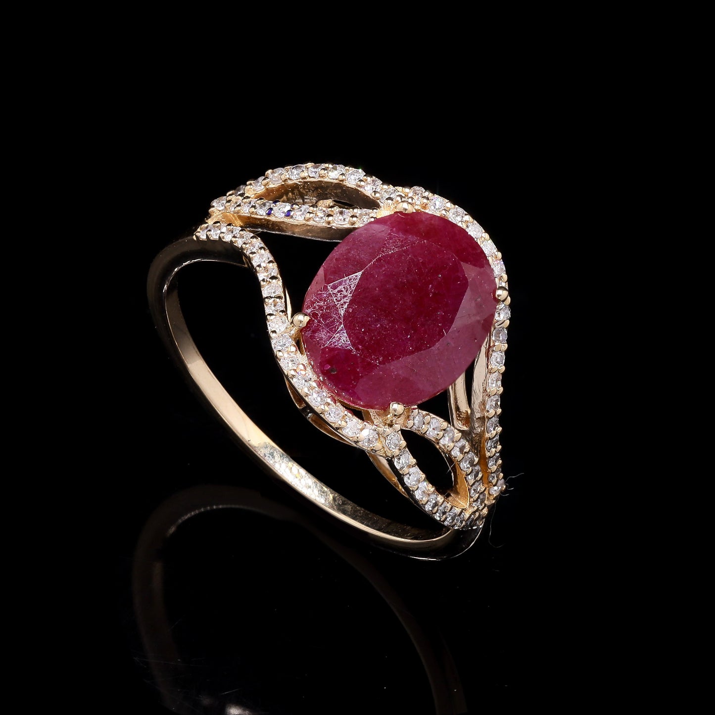 2.78 Ct Oval Mixed Cut Natural Ruby 14K Gold Ring