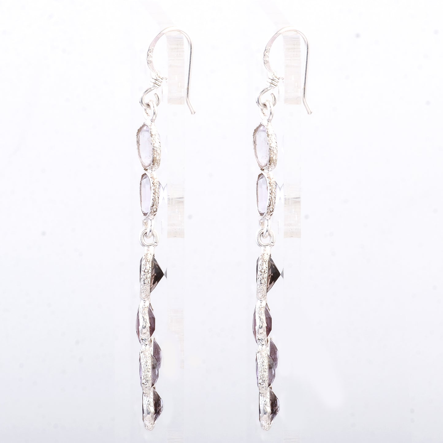 7.40 Ct Smoky Quartz, Amethyst 925 Sterling Silver Earrings