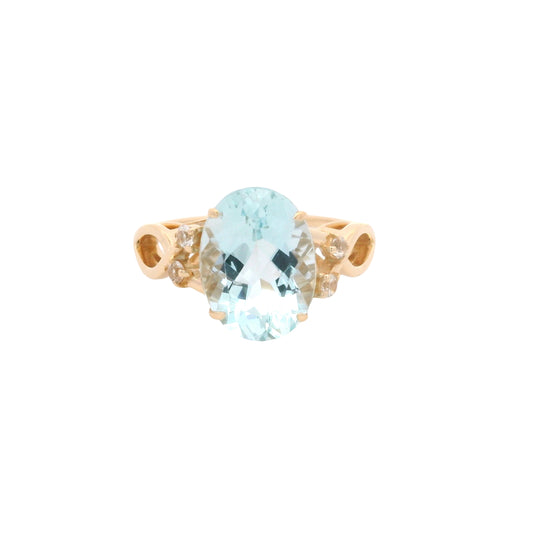 3.08 Ct Oval Aquamarine 14K Gold Ring