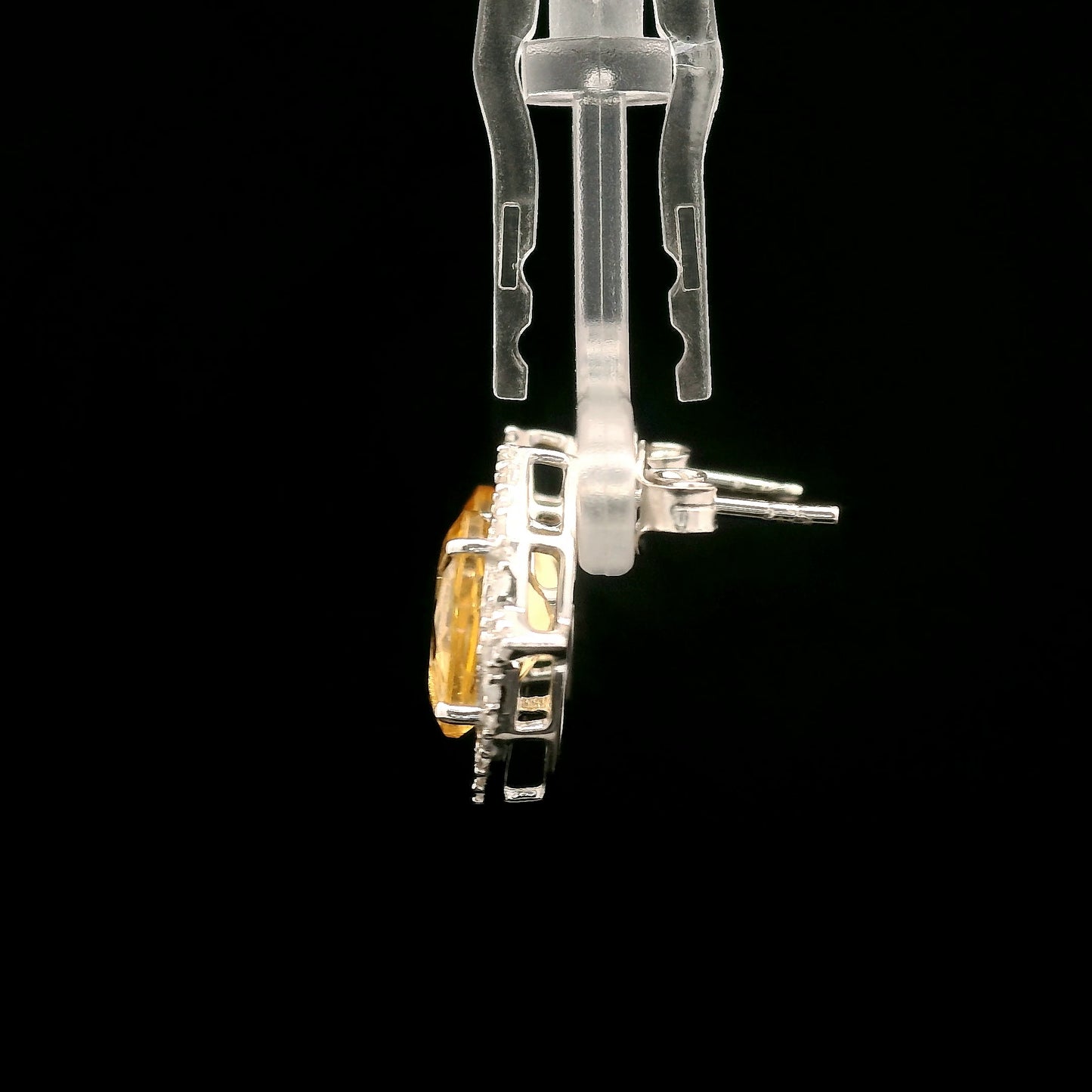 5.51 Ct Oval Citrine, White Zircon 925 Sterling Silver Earrings