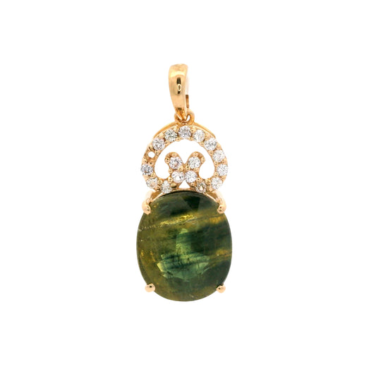 5.88 Ct Oval Fancy Sapphire 14K Gold Pendant