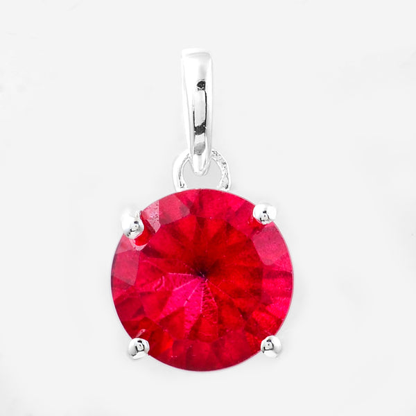 3.11 Ct Round Pink Topaz, 925 Sterling Silver Pendant