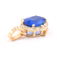 1.76 Ct Oval Mixed Cut Natural Sapphire 14K Gold Pendant