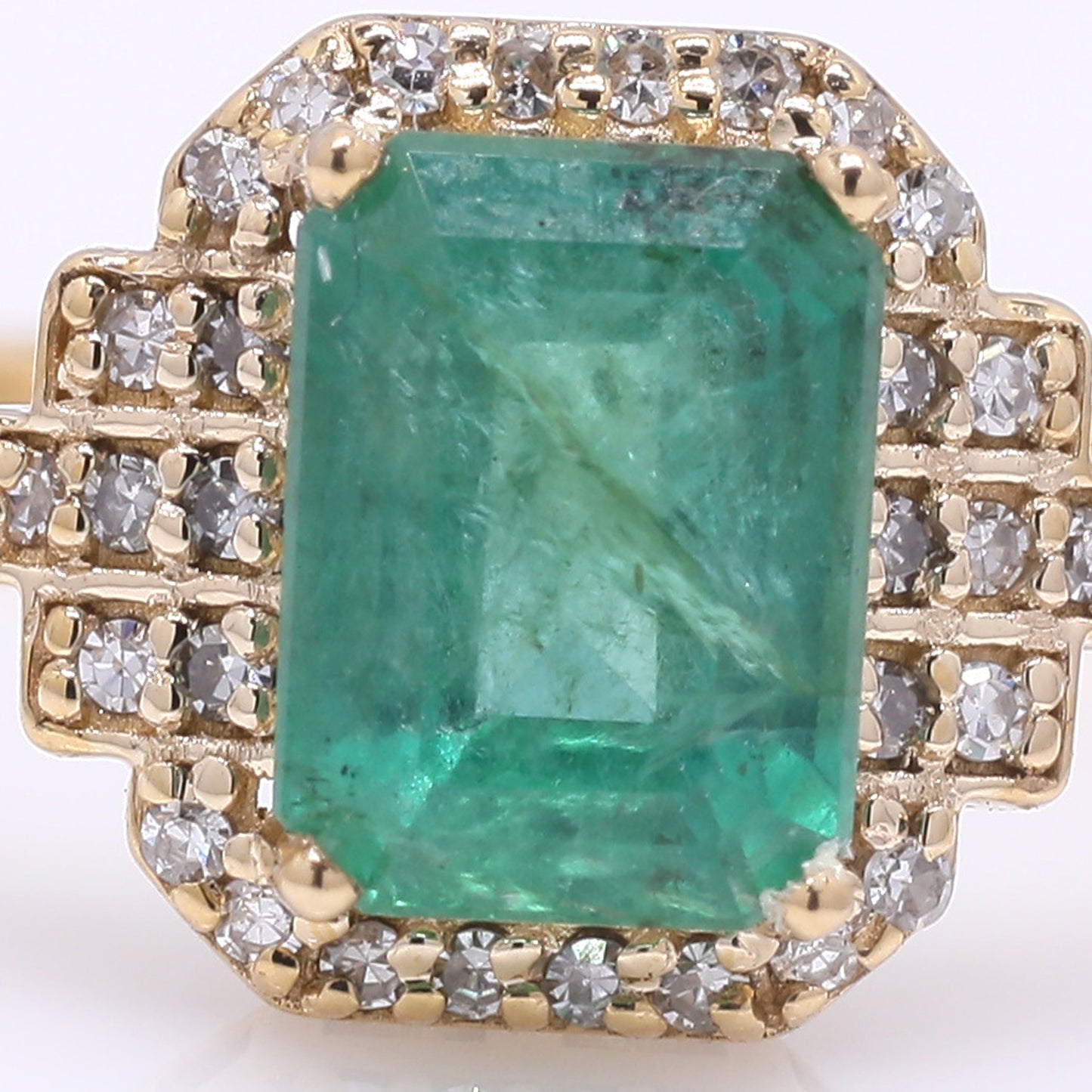 1.32 Ct Octagon Step Cut Natural Emerald 14K Gold Ring