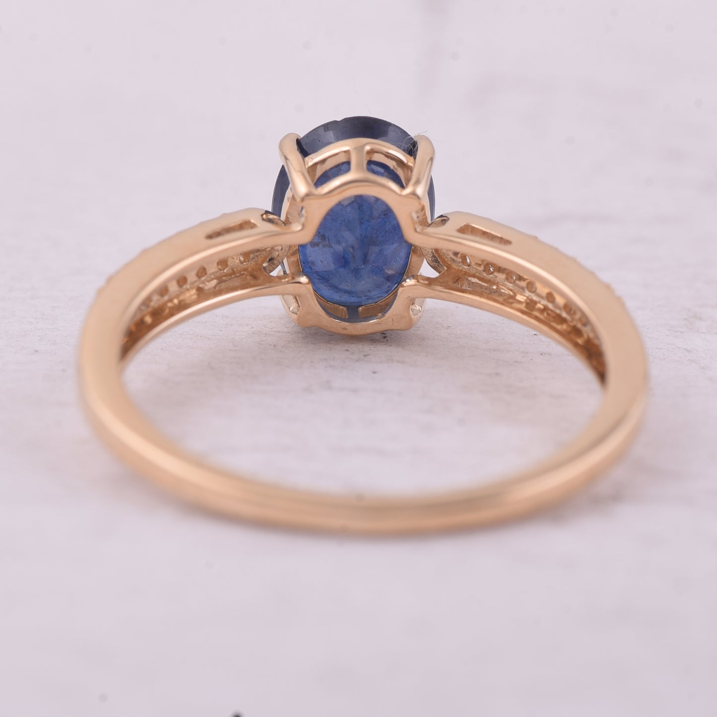 1.88 Ct Oval Mixed Cut Natural Sapphire 14K Gold Ring