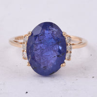 5.97 Ct Oval Natural Tanzanite 14K Gold Ring