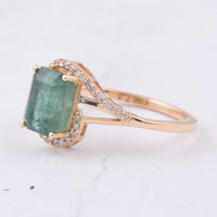 2.32 Ct Octagon Step Cut Natural Emerald 14K Gold Ring