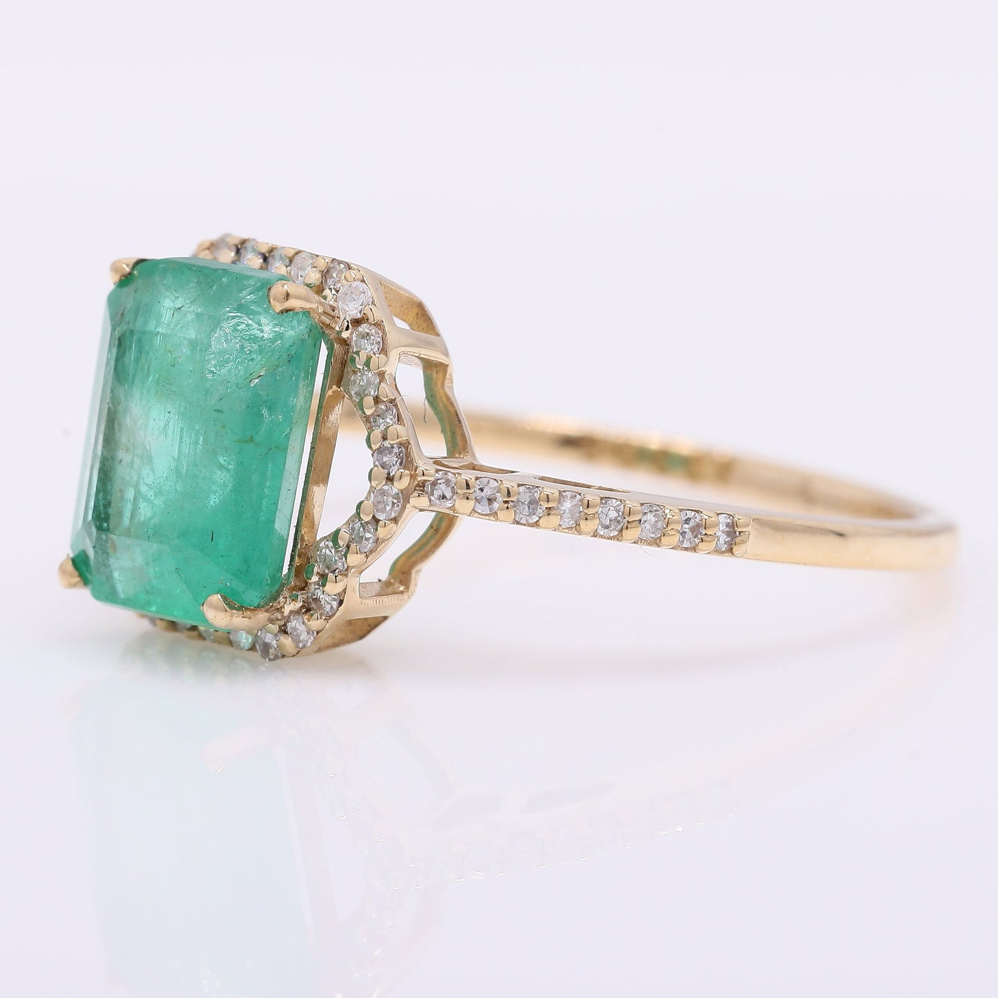 2.06 Ct Octagon Step Cut Natural Emerald 14K Gold Ring