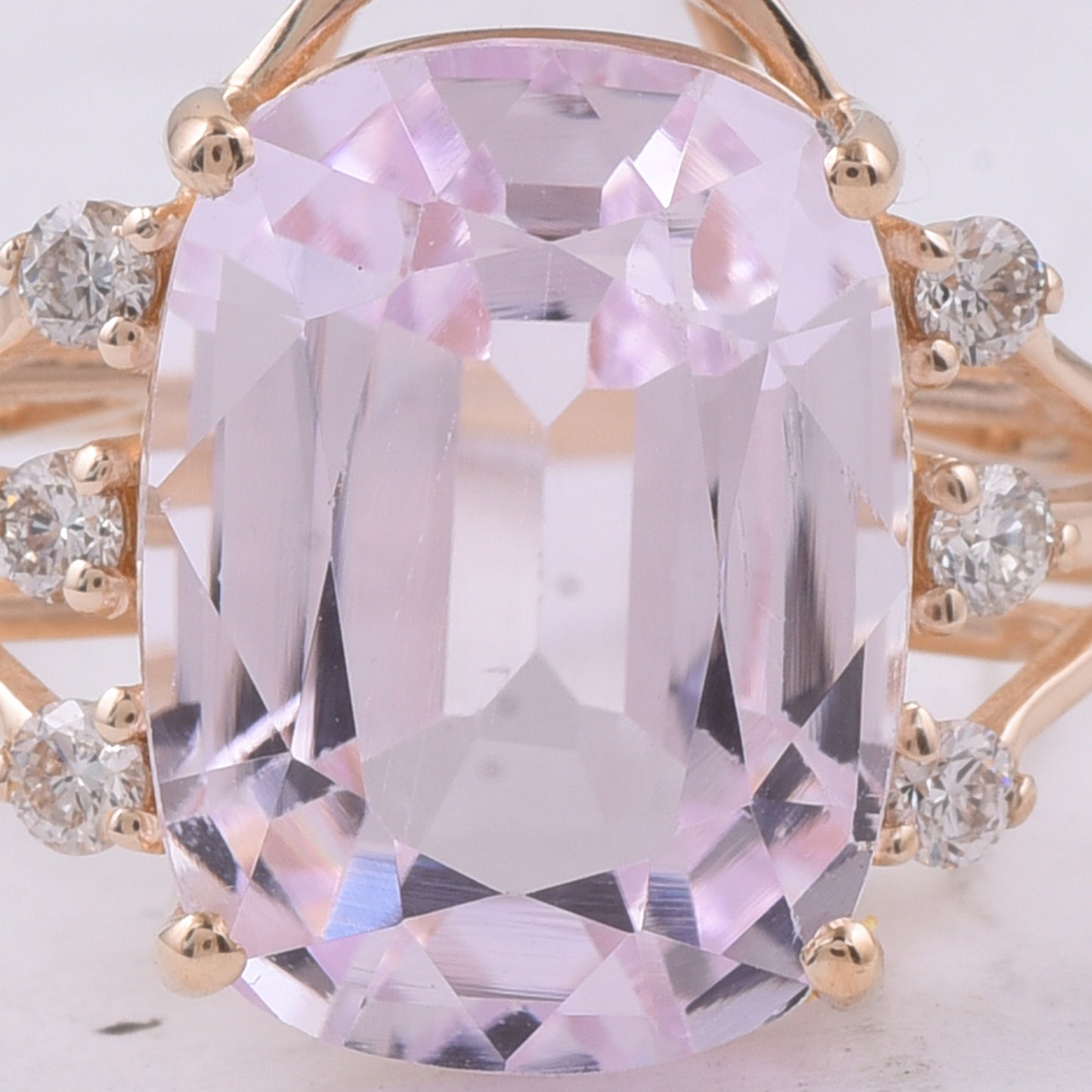 7.47 Ct Cushion Natural Kunzite 14K Gold Ring