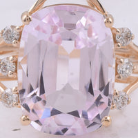 7.47 Ct Cushion Natural Kunzite 14K Gold Ring