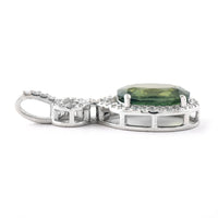 2.88 Ct Oval Mixed Cut Natural Green Sapphire 950 Platinum Pendant