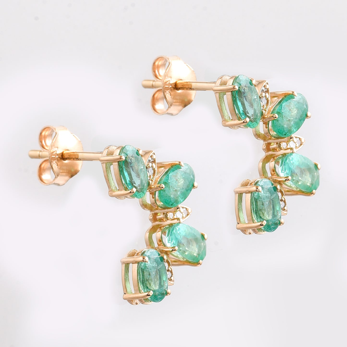 1.80 Ct Oval Emerald 14K Gold Earrings