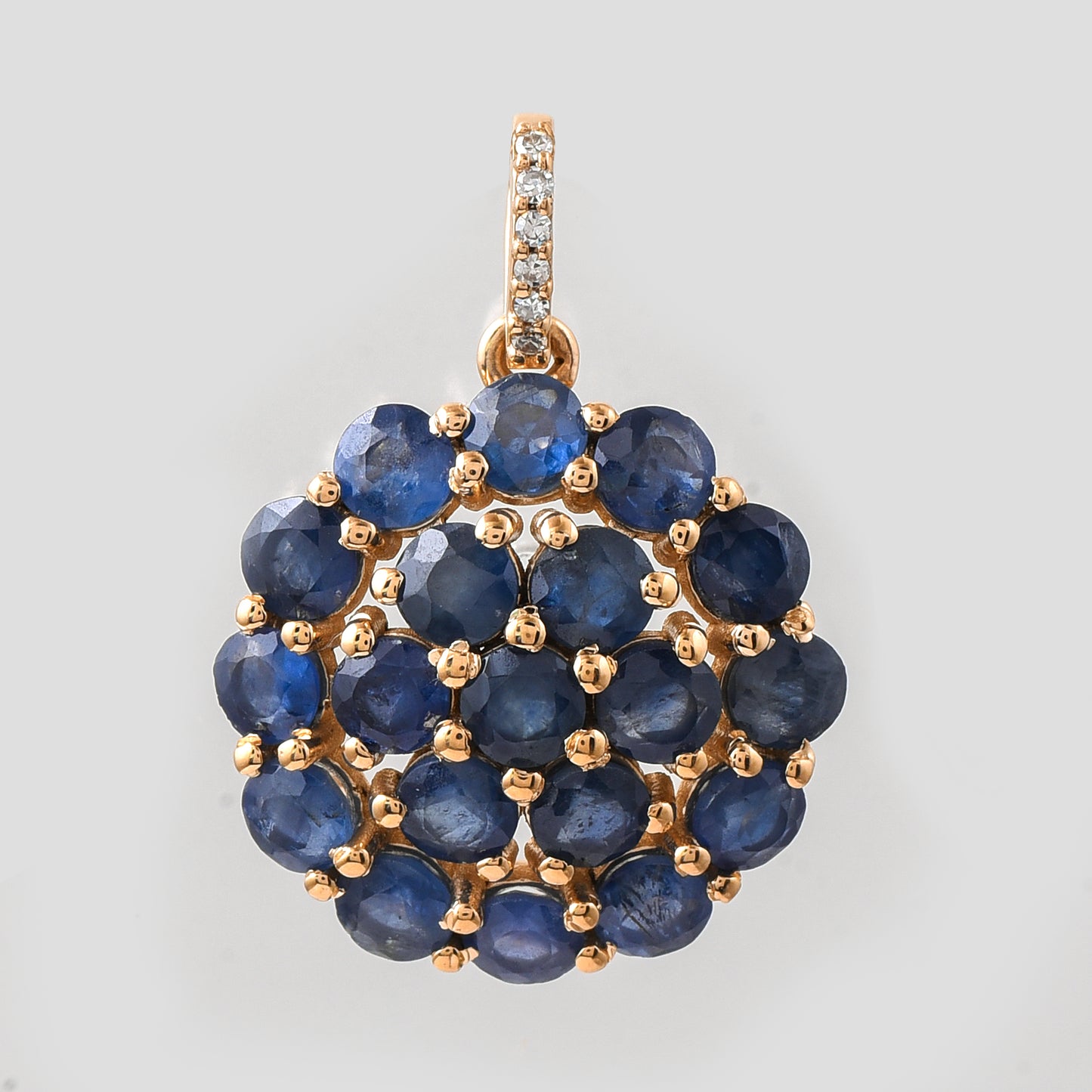 2.40 Ct Round Mixed Cut Natural Sapphire 14K Gold Pendant