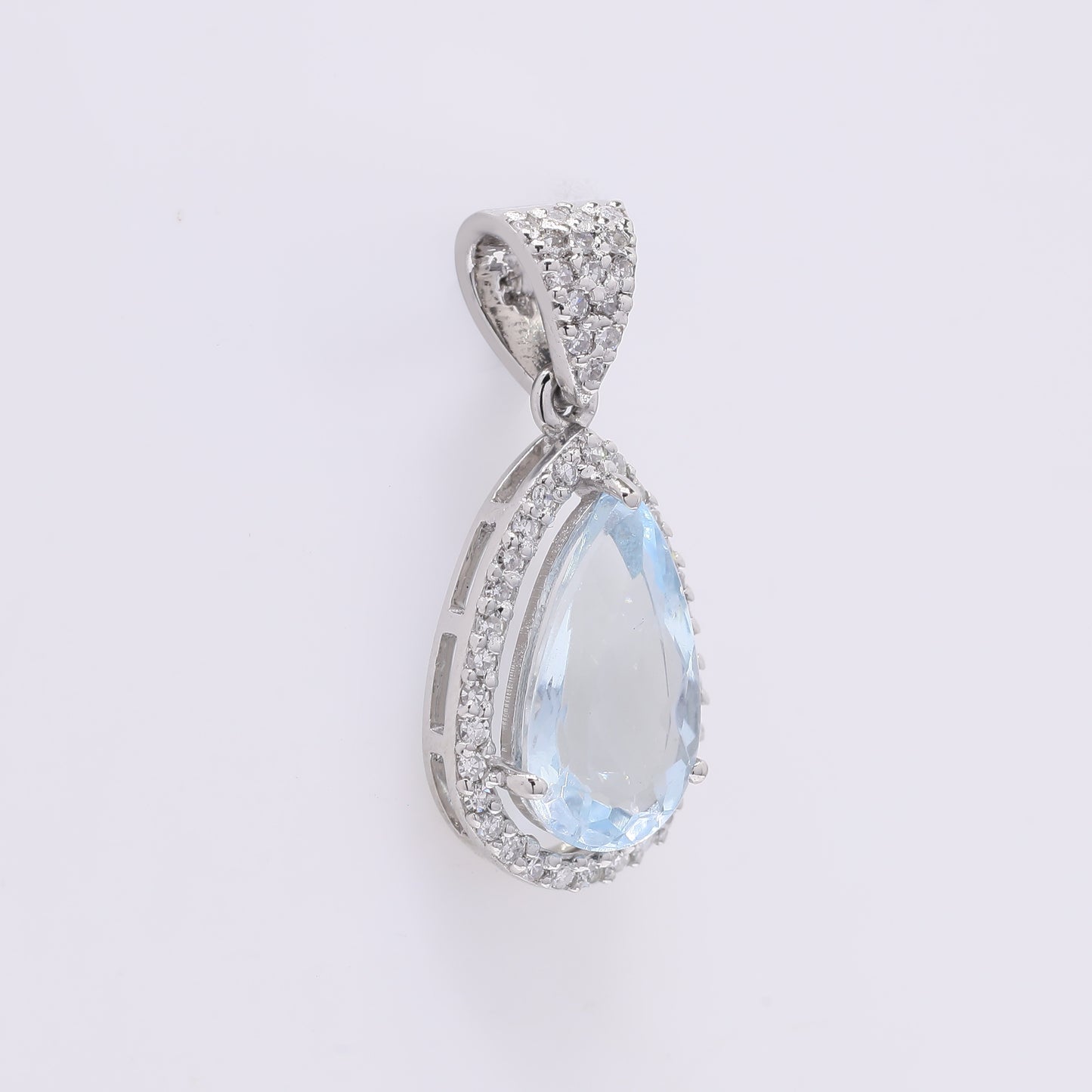 1.58 Ct Pear Mixed Cut Natural Aquamarine 950 Platinum Pendant