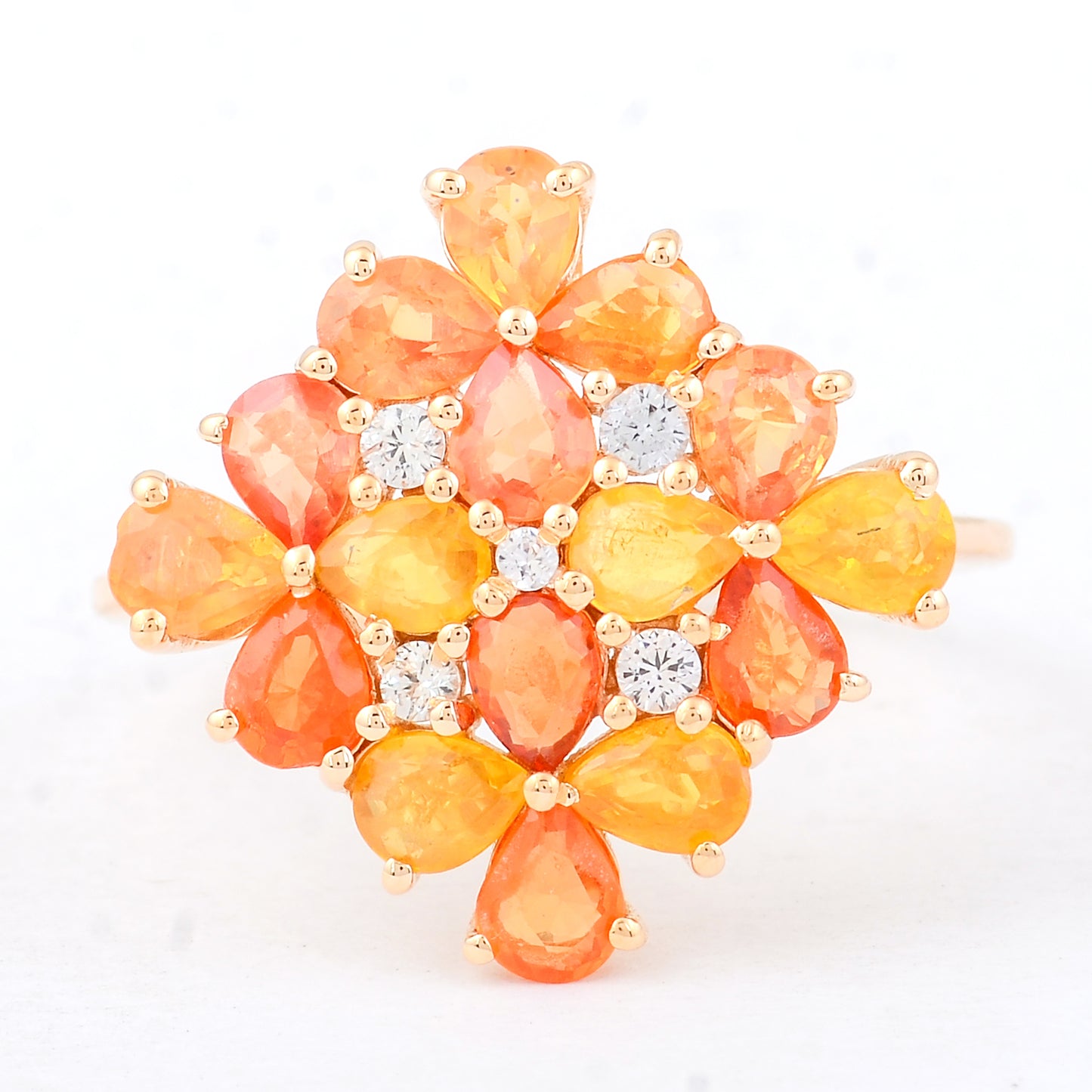 2.98 Ct Pear Multi Sapphire 14K Gold Ring
