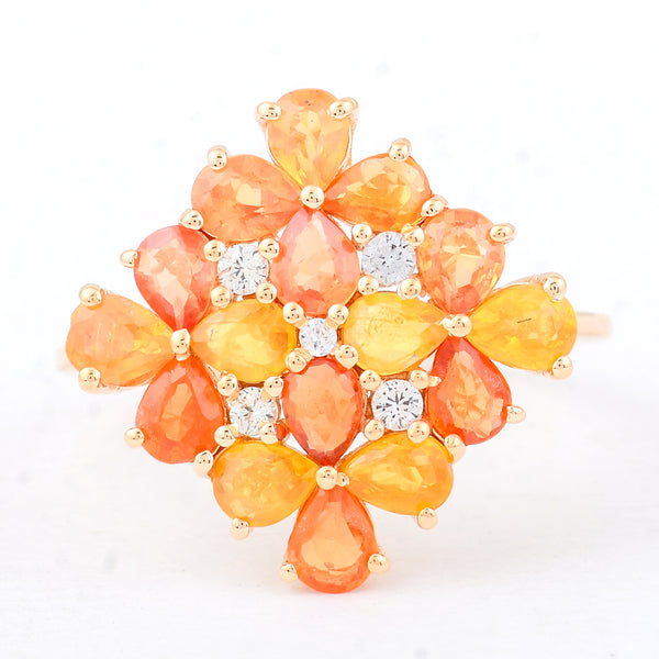 2.98 Ct Pear Multi Sapphire 14K Gold Ring