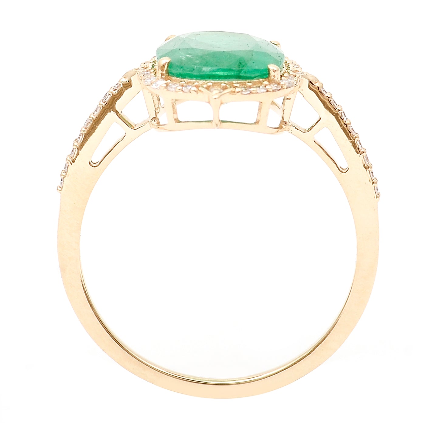 2.26 Ct Cushion Natural Emerald 14K Gold Ring