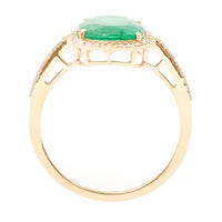 2.26 Ct Cushion Natural Emerald 14K Gold Ring