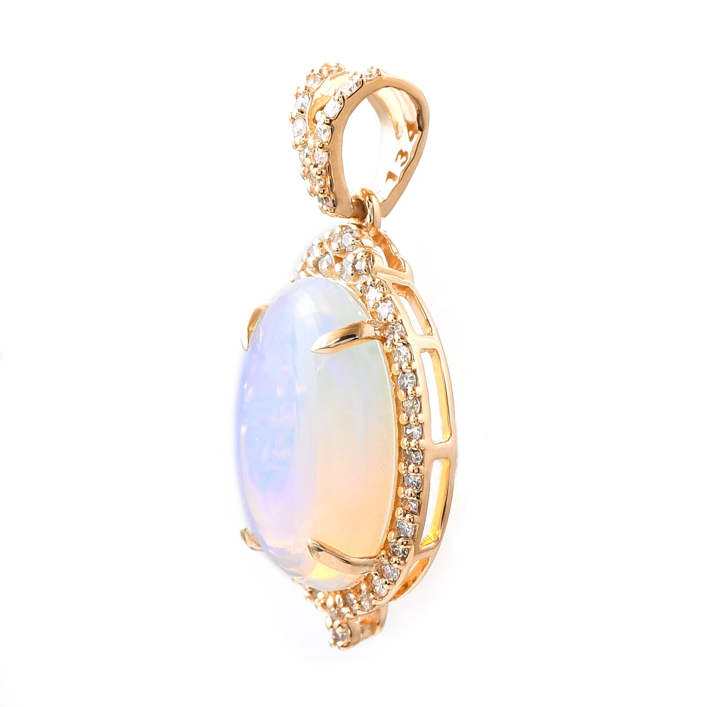 2.19 Ct Oval Opal 14K Gold Pendant