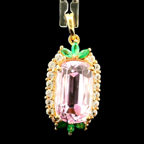 7.52 Ct Cushion Kunzite 14K Gold Pendant