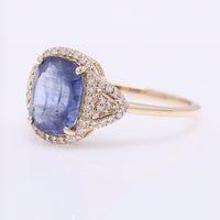 2.43 Ct Cushion Mixed Cut Natural Sapphire 14K Gold Ring