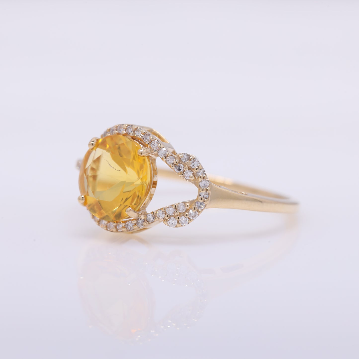 1.34 Ct Round Mixed Cut Natural Fire Opal 14K Gold Ring