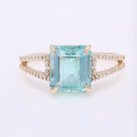 2.95 Ct Octagon Step Cut Natural Emerald 14K Gold Ring