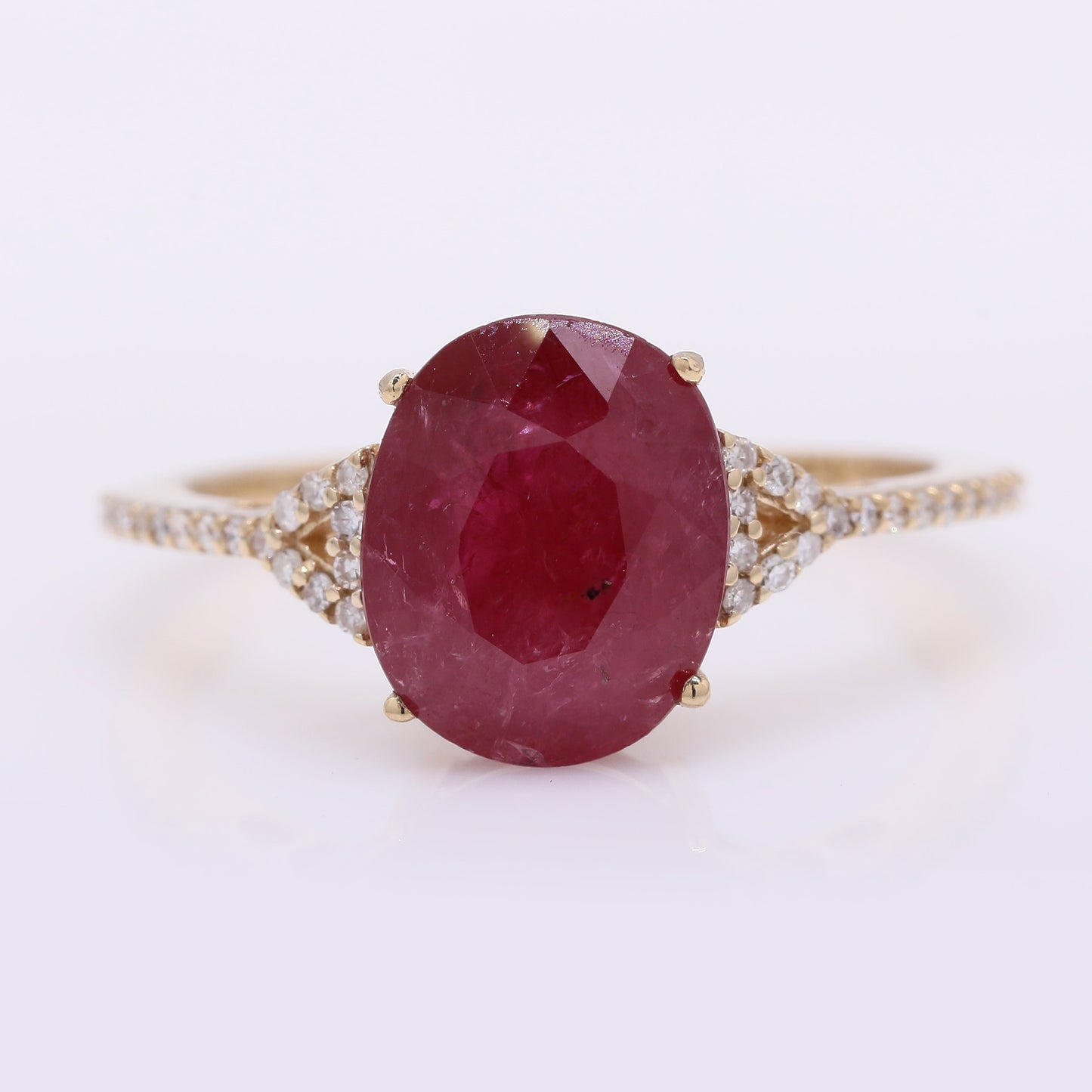 3.50 Ct Oval Mixed Cut Natural Ruby 14K Gold Ring