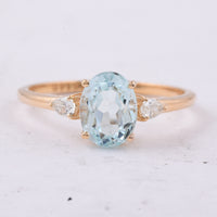 1.52 Ct Oval Natural Aquamarine 14K Gold Ring