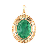6.29 Ct Oval Mixed Cut Natural Emerald 14K Gold Pendant